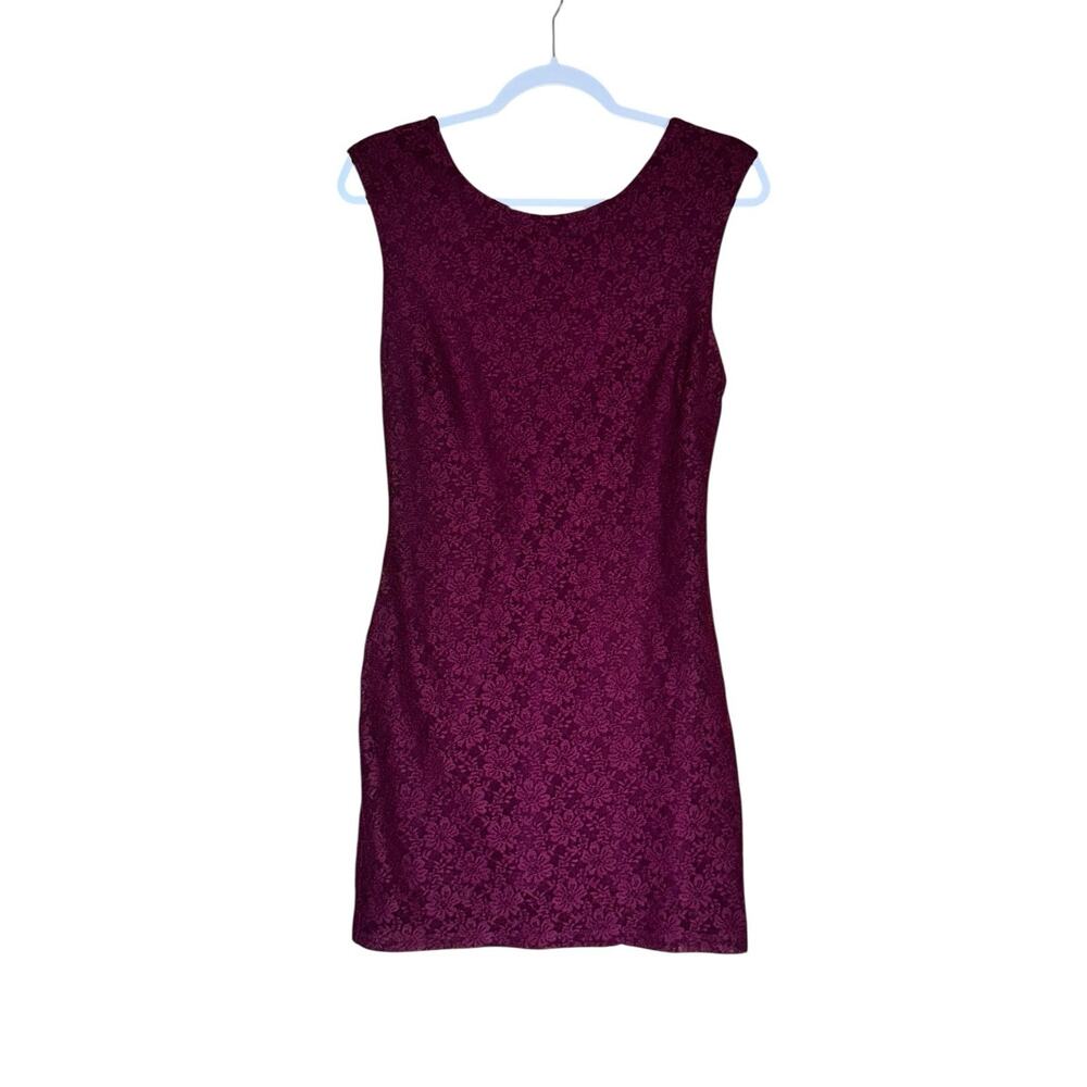 Y2K Forever 21 Sz L Burgundy Dark Romantic Grunge Lace Overlay Mini Party Dress
